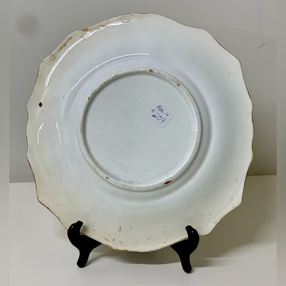 19th Century Antique Gaudy Welsh 12 Sided Scalloped Hand Painted Biscuit Tray - Picture 4 of 12